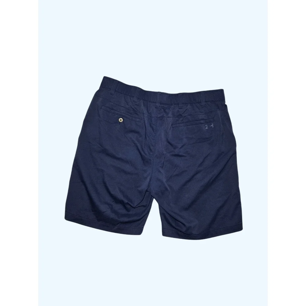 Under Armour Match Play Mens Navy Blue HeatGear Golf Shorts Size 40 Flat Front